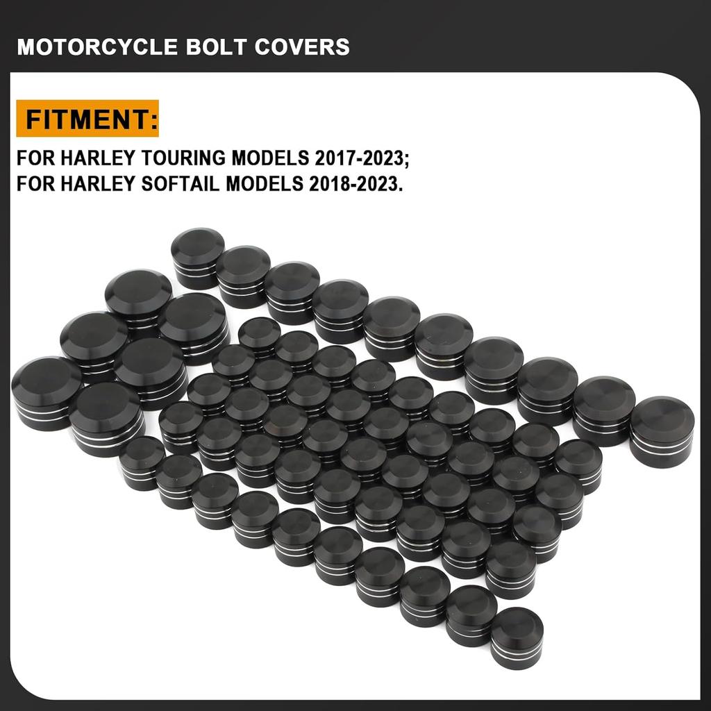 Motorcycle Bolt Covers Head Bolts Engine Toppers Caps Kit for Harley 2017-2025 Touring Road King Street Glide Electra Road Glides 2018-2025 Softail