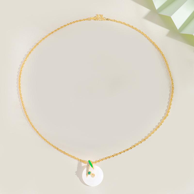 

Ожерелье с безопасной застежкой в китайском стиле с бамбуковым листом, женское, в ретро этническом стиле, универсальное, с подвеской из нефрита Хэтянь