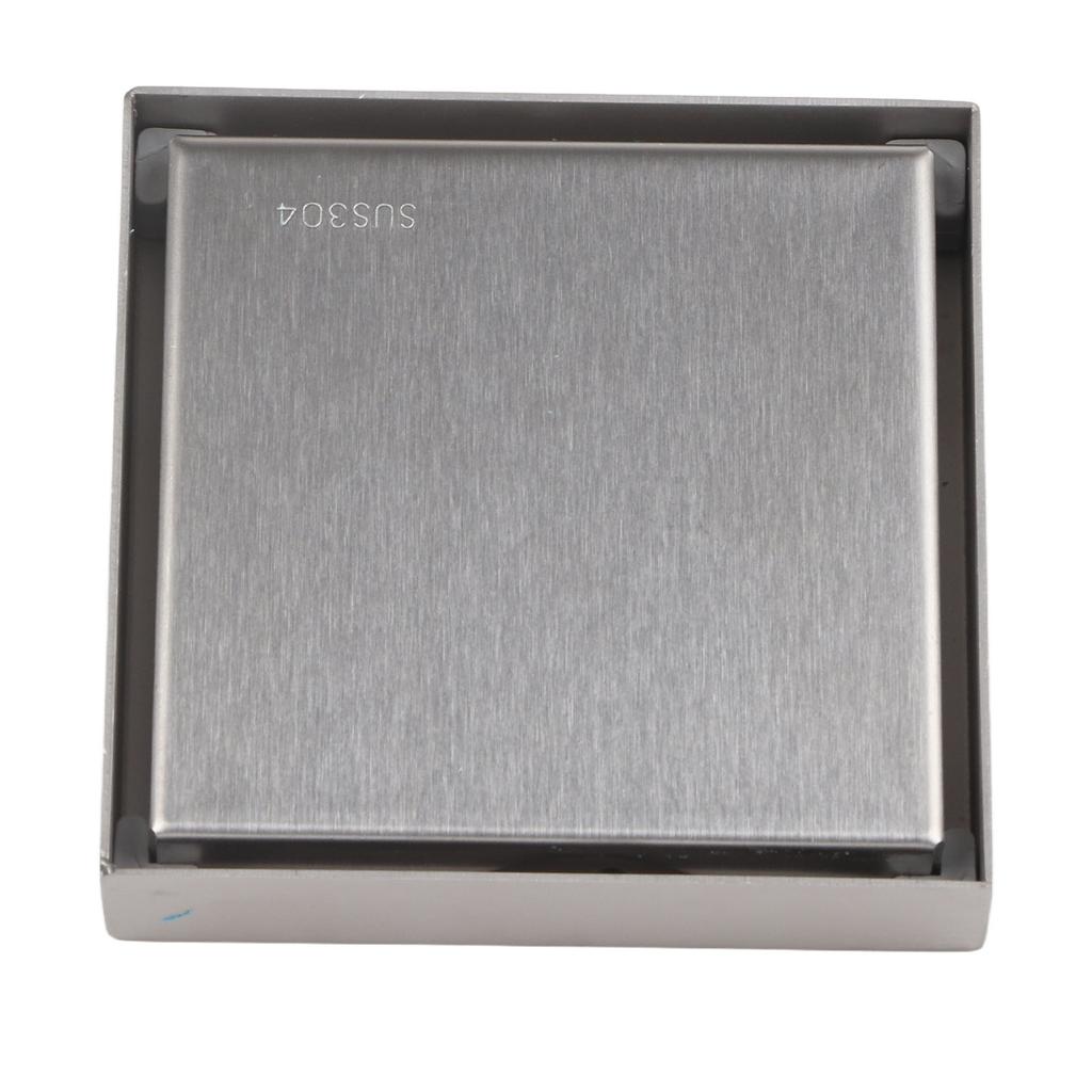 4 Inch Square Invisible Shower Drain Stainless Steel Anti Odor Bathroom Floor Drain 1.3mm Tileable