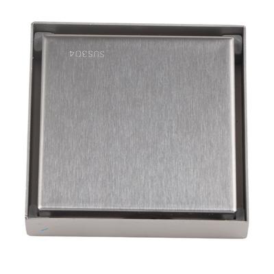 4 Inch Square Invisible Shower Drain Stainless Steel Anti Odor Bathroom Floor Drain 1.3mm Tileable