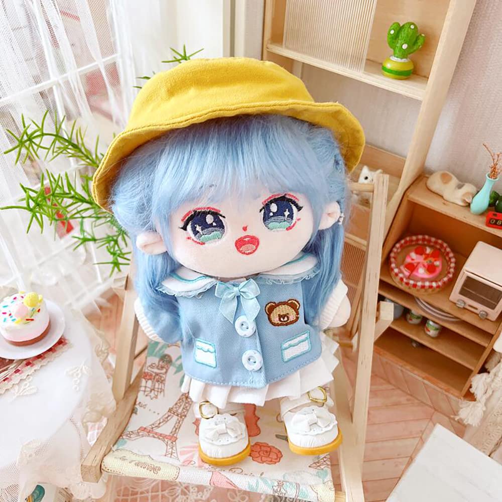 Niannyyhouse 20cm Puppenkleidung: Bär, Uniform, Hut, Mantel, Rock, Baumwollpuppenkleidung, Verkleidung, für Plüschtiere (blau)