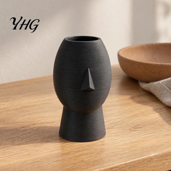 Geometric Texture Vase 3D Printed Minimalist Face Vase, Abstract Human Head Flower Shape Modern Art Decorative for Home Desktop Shelf Decor Ornament