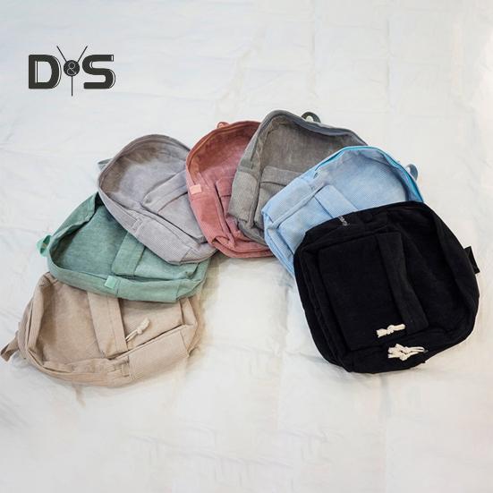 Solid Color Corduroy Backpack Anti-theft Training Knapsack with Adjustable Straps Large Capacity Unisex Schoolbag for Travel Camping Work Gym