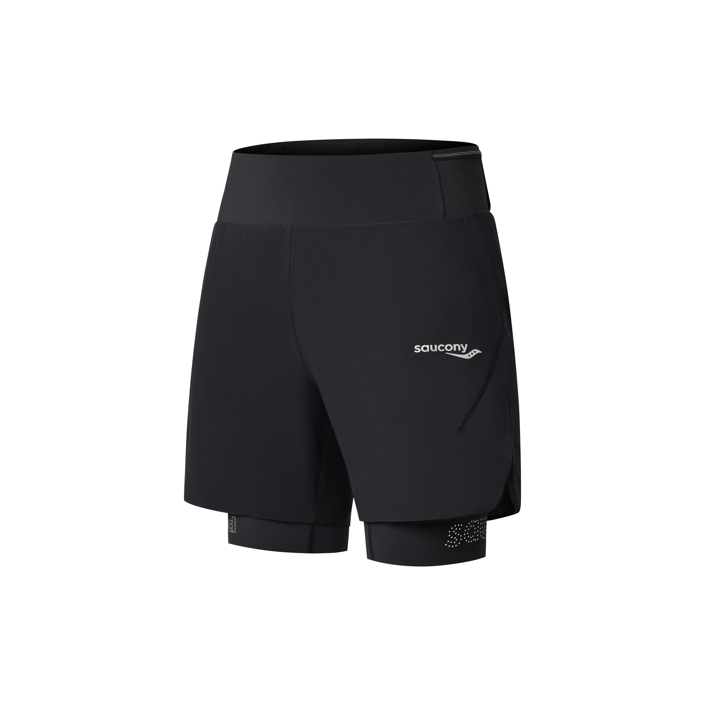 

SAUCONY Однотонные шорты спортивные с логотипом, с высокой посадкой, прямого кроя, мужские, черные SC2230206A-BK01 XXL