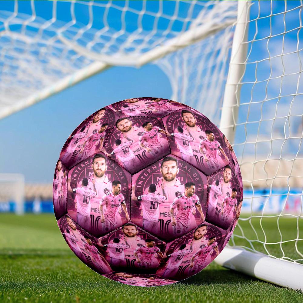 Messi's Pink Size 5 Soccer Balls, Anti-Slip, Protective Football, Outdoor Sport, Practice Games, Birthdays Gift Suitable for fan