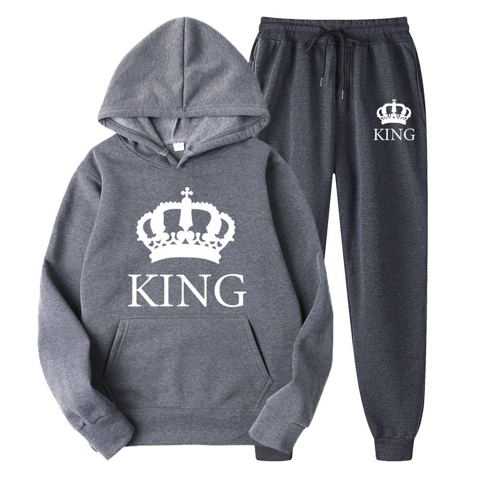 Hot Selling Couple Hoodie Sweatshirt Set for Men and Women's Casual Loose Long Sleeved Fleece Hooded Set
