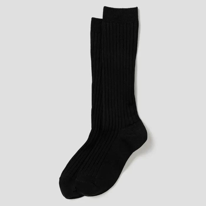 [8 Seconds] Basic Ribbed Loose Long Socks Black (3566KTAM45)