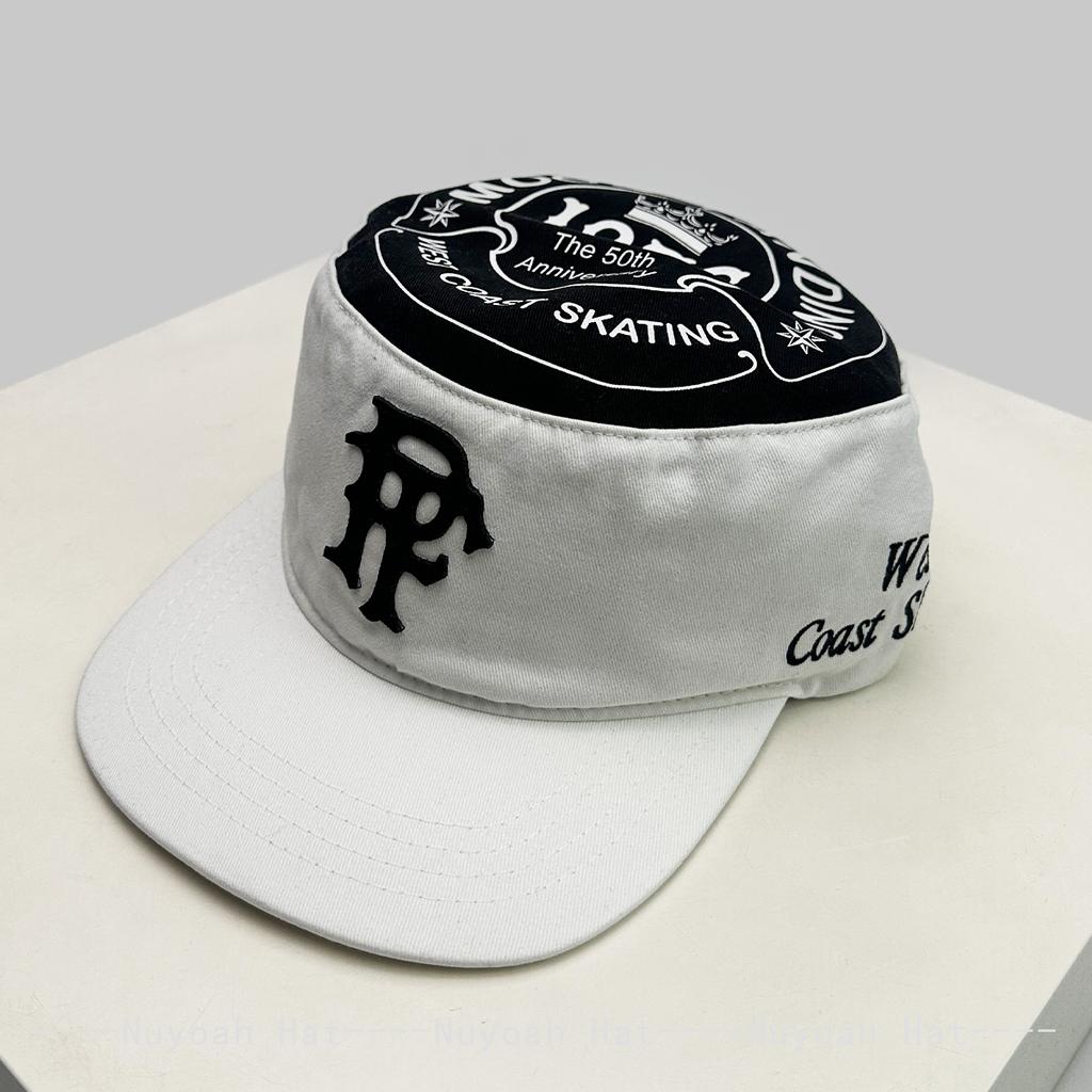Korean Patched Embroidered Letters Baseball Hats Sunshade Flat Top New Men Women Versatile Color Block Retro Peaked Caps Fashion