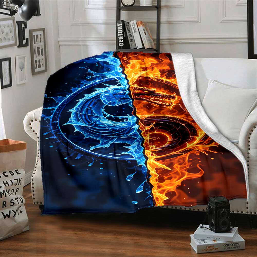 Mortal Kombat Dragon Logo Throw Blanket Soft Warm Cozy Suitable for Sofa Couch Office Bed Picnics Four Seasons Universal Stylish Thanksgiving Y30