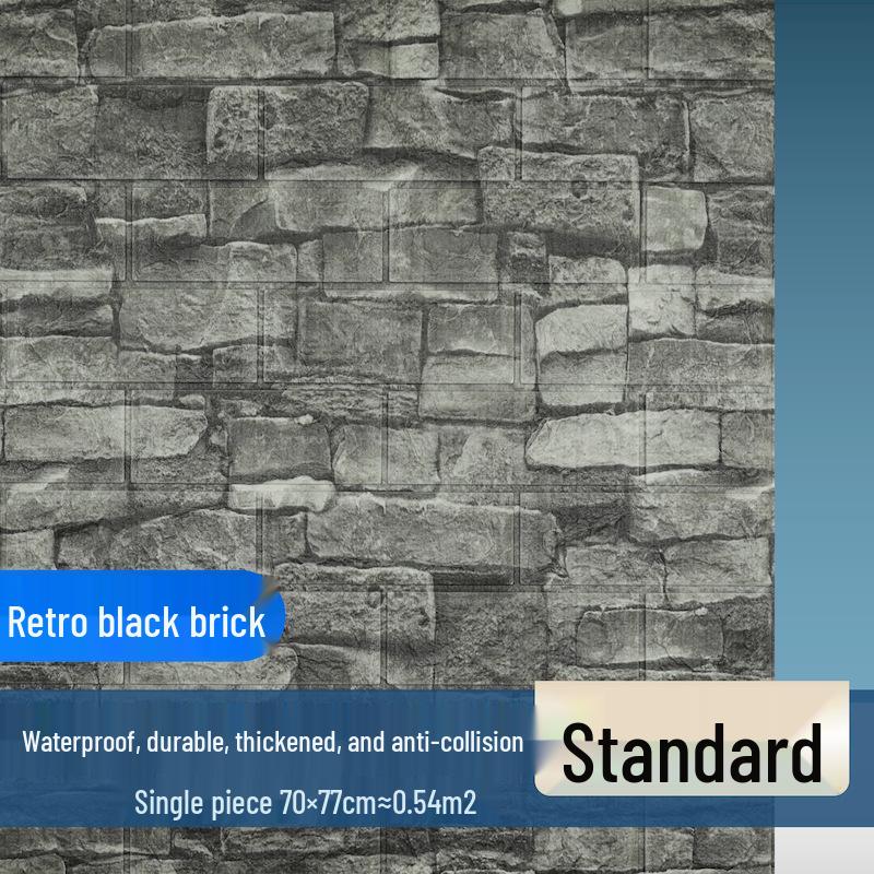 Retro 3D Brick Pattern Self-Adhesive Moisture-Proof Wallpaper Sticker