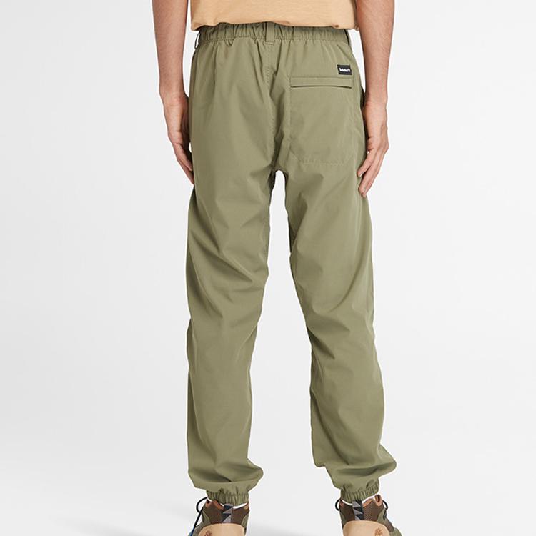 Timberland Solid Color Mid Waist Cuffed Casual Pants Men bottoms Cassel-Green A5XFF-590
