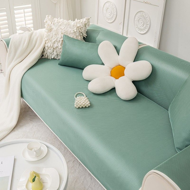 Living Room Anti-slip Solid Color Couch Sofa Cover  Summer Ice Silk Simple Sofa Cushion Cover Slipcover Funda Cojin