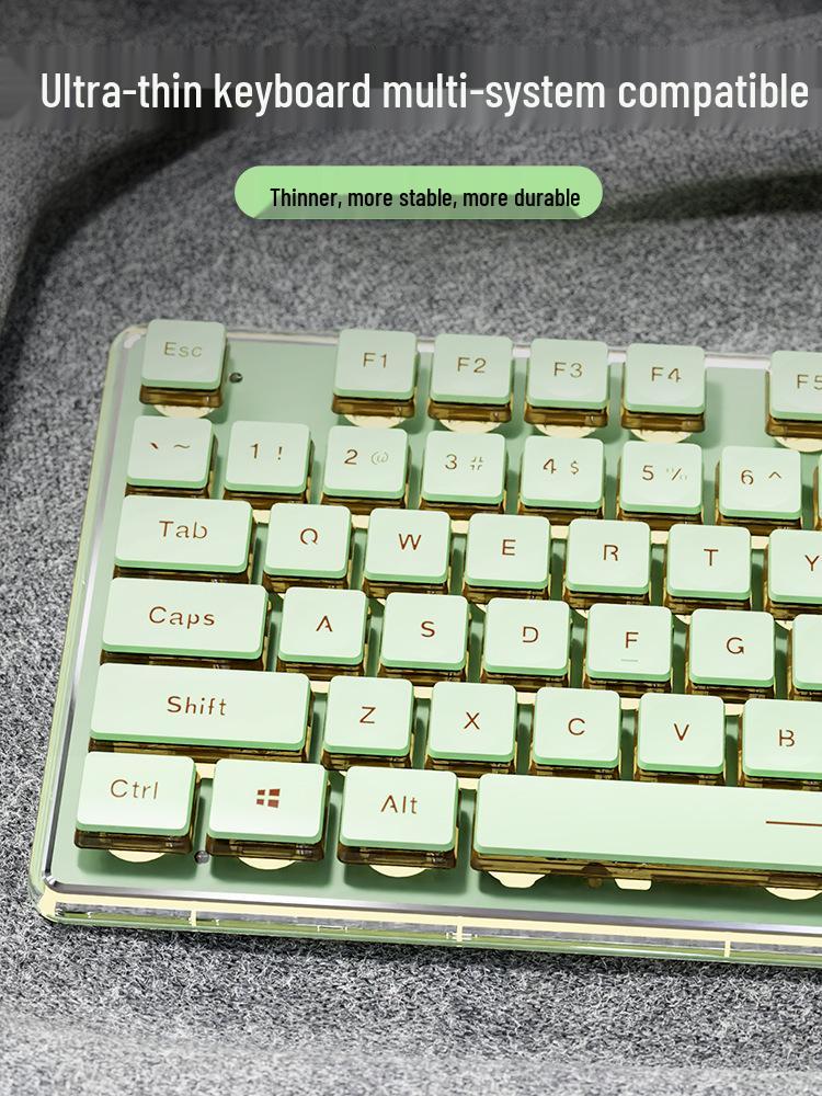 V3 Stilles Grünes Tastatur- und Maus-Set: Kabelgebunden/Kabellos, Mechanisches Gefühl, Perfekt für Büro und Gaming