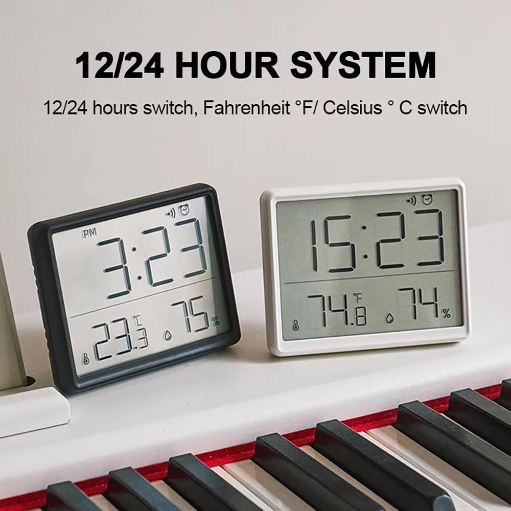 Ultra Thin Alarm Clock LCD Large Screen Digital Temperature Hygrometer Simple Magnetic Design Desk Refrigerator Wall Mounted Decoration Digital Clocks