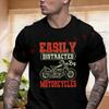 Easily Distracted By Motorcycles T-shirt Men's And Women's Summer Short-sleeved Motorbike Cycli