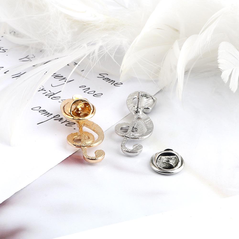 Alloy Gold & Silver Microphone Note Brooch for Backpacks
