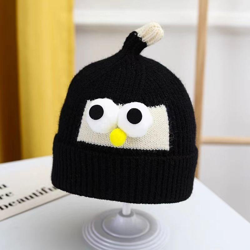 Baby wool hat autumn and winter children's warm pullover hat cute super cute big eyes men and women children knitted hat