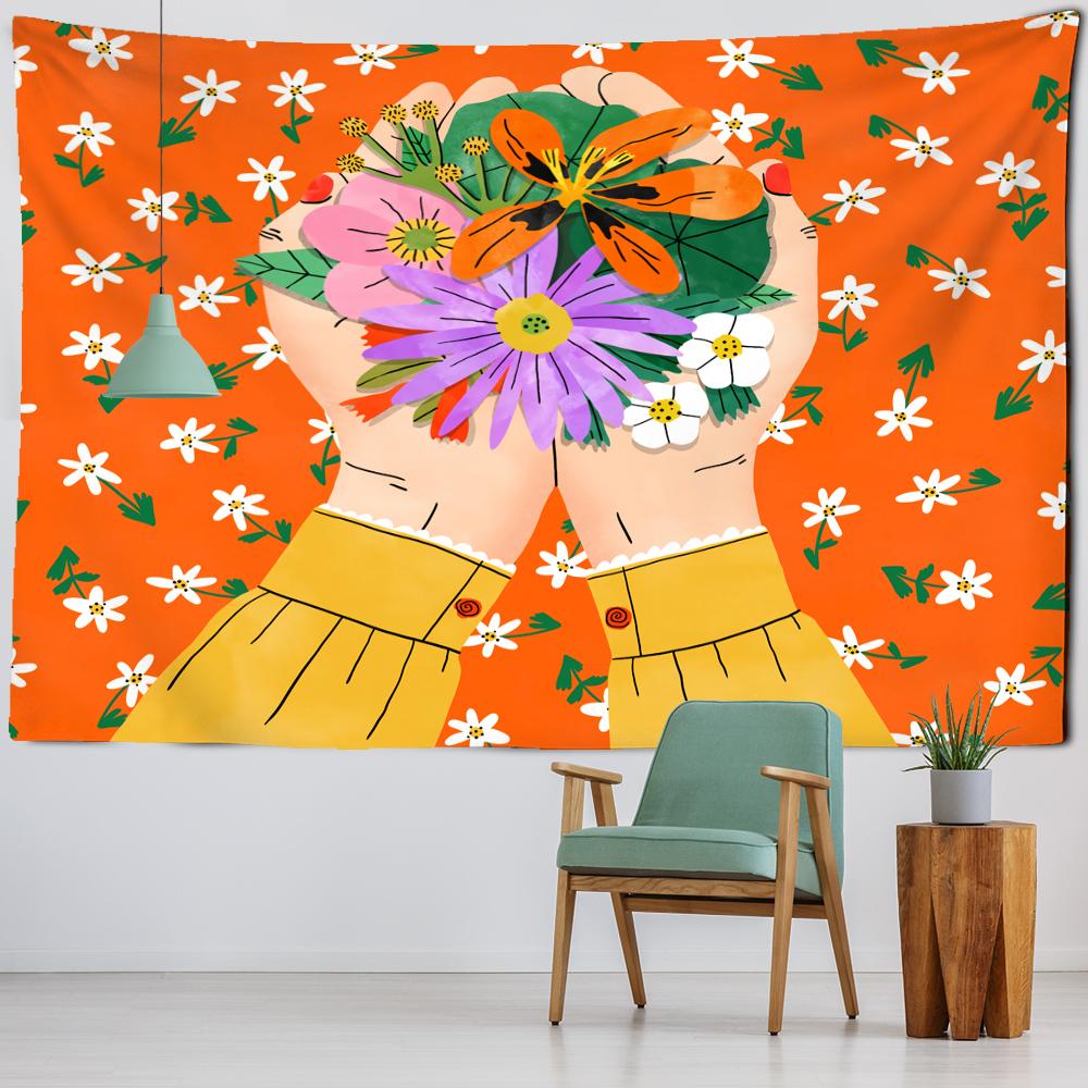 Oil Painting Tropical Plants Tapestry Wall Hanging Living Room Bedroom Headboard Wall Art Sheets Home Decor
