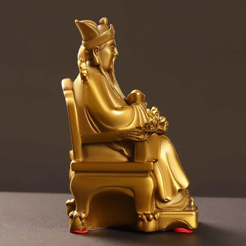 Copper God of Wealth Ornaments Home Office Table Decoration Small Sitting Dragon Chair Office Desk Decor