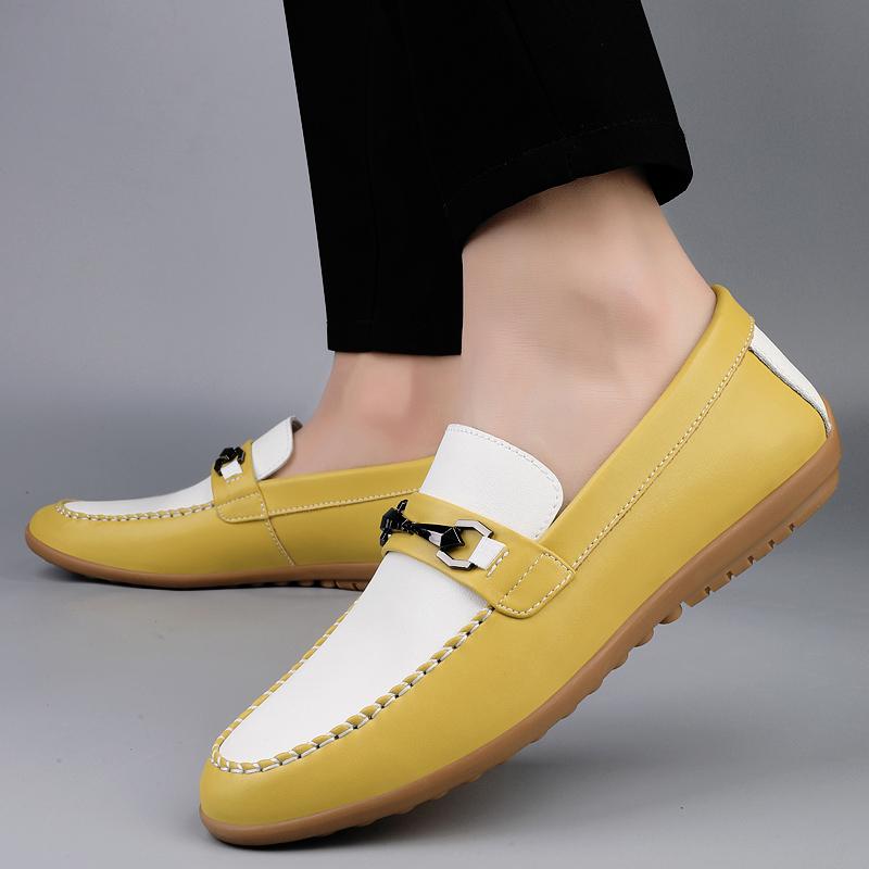 Fashion Stylish Summer Driving Flats Elegantes Men's Casual Shoes Slip on Shoes Ashion Outdoor Lazy Loafers Genuine Leather Mens Shoes