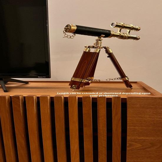 Brass Telescope with Handcrafted Wooden Tripod
