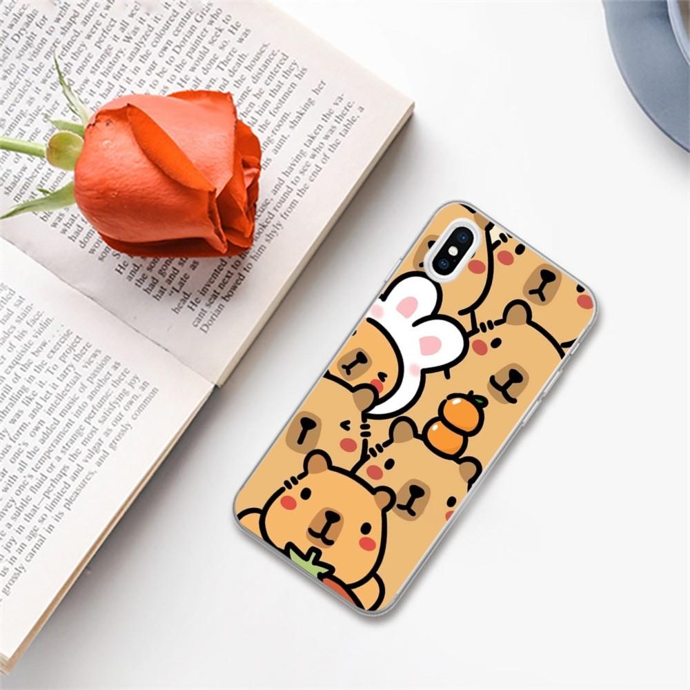 Cartoon Cute Capybara Phone Case For iPhone 14 13 12 11 Pro Max XS X XR SE 2020 6 7 8 Plus Mini Protective Cover
