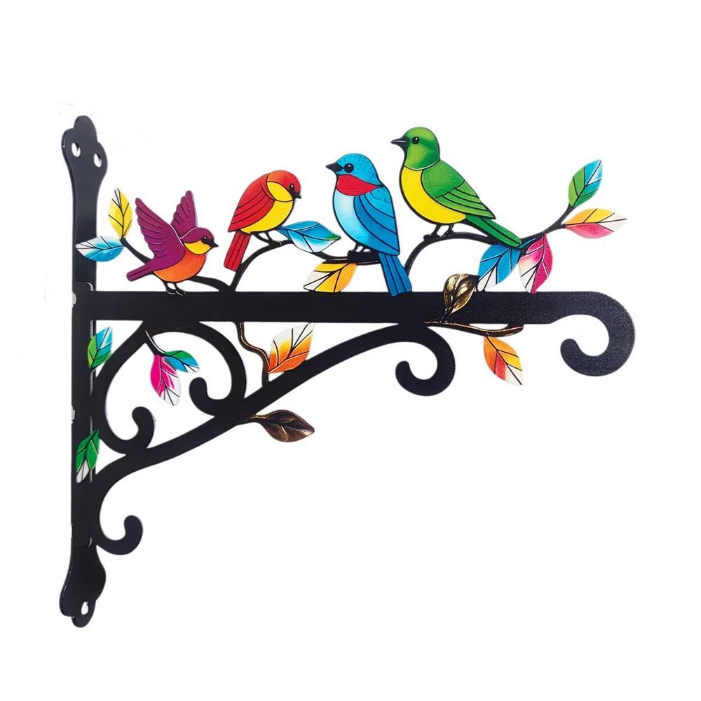 Iron Art Flower Basket Holder Rustic Style Plant Hanging Bracket Home Decoration Style A