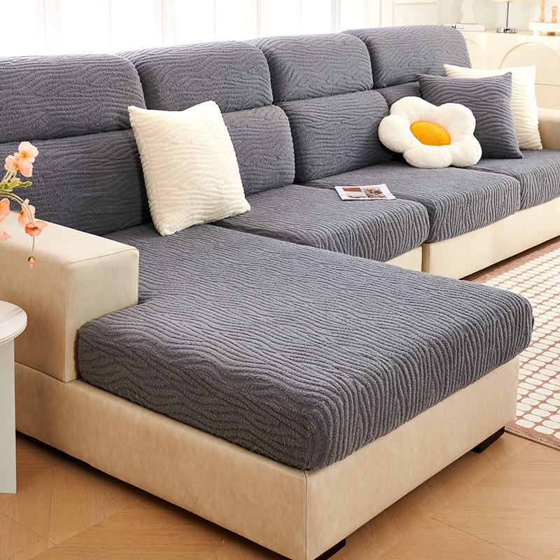 Plush Sofa Cover Full Package Lazy Elastic Non-slip Sofa Cover Cover Hats Backrest Cushion Towel Cover Cloth Thickened