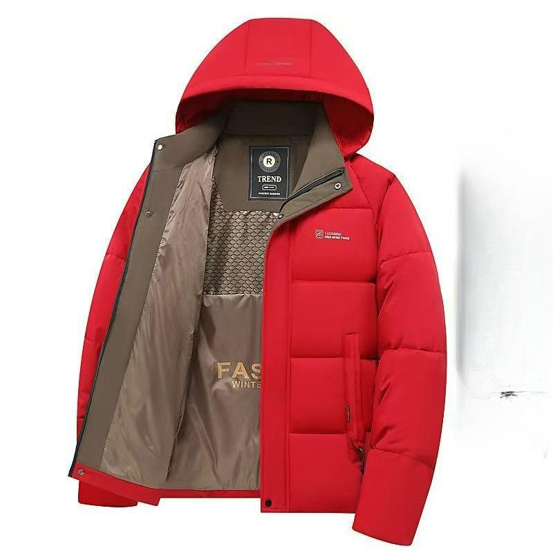 

Autumn and Winter Leisure Thickened Graphene Hooded Padded Jacket Men s Bread Jacket Black Gold Padded Jacket Warm Jacket L червоний