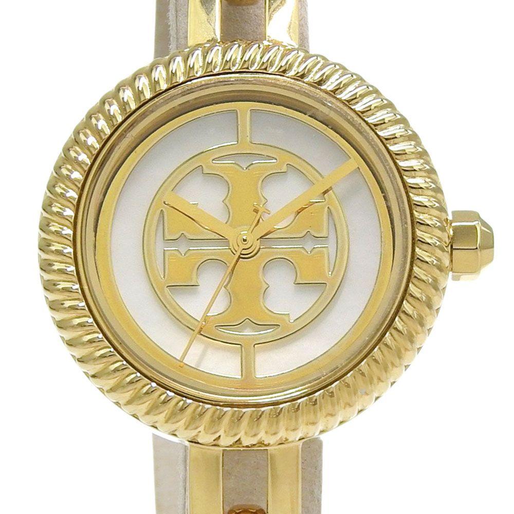 Used [Tory Burch] Tory Burch TBW4029 Gold Plated Quartz Analog Display Ladies White Shell Dial Watch