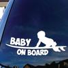 Baby On Board Funny Vinyl Sticker Cute Surfboard Surfer Car Reflective Silver Decal