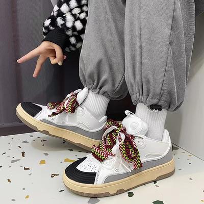 Casal Sapatos Esportivos Moda Casual Tênis Femininos Com Cadarço Confortável Fundo Plano Sapatos Vulcanizados Zapatos Para Mujeres