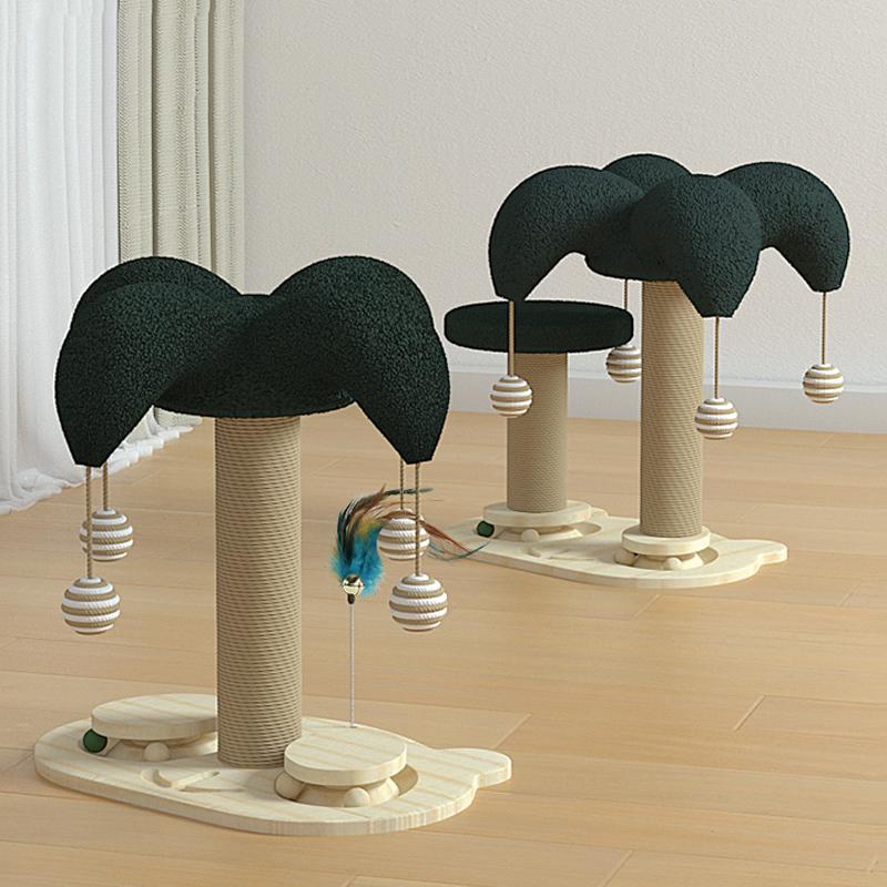 Solid Wood Cat Scratcher Sisal Cat Scratching Post Funny Cat Turntable Climbing Frame Toys for Cats Pet Supplies