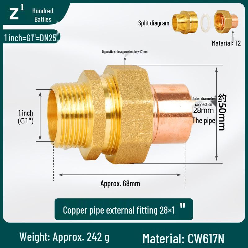 Copper Union Reducing Adapter Welded Pipe Fittings Male Thread Socket Card Sleeve