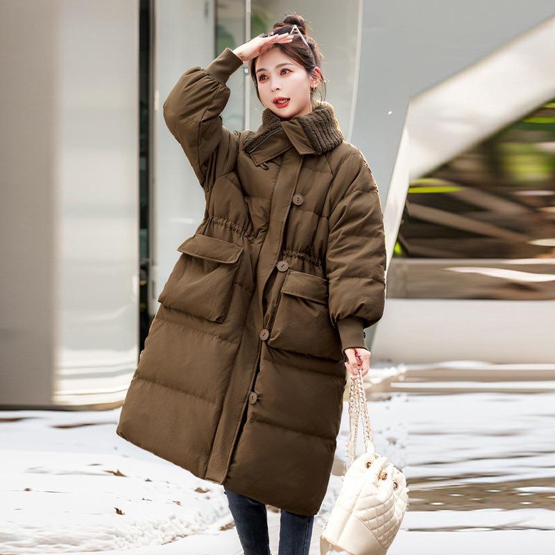 

Женская зимняя куртка средней длины в корейском стиле, свободного кроя, с утолщенным дизайном, хлопковая L
