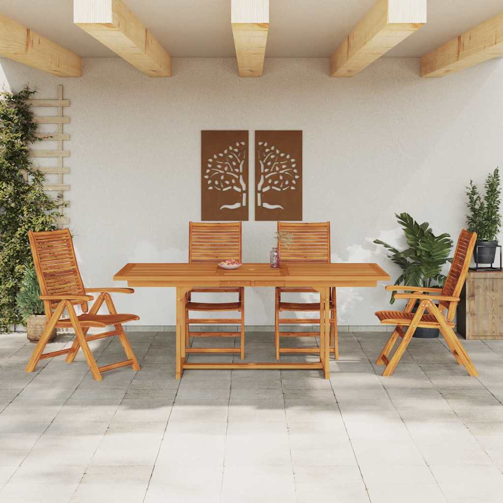 Garden Dining Set 5 pcs Brown Solid Acacia Wood