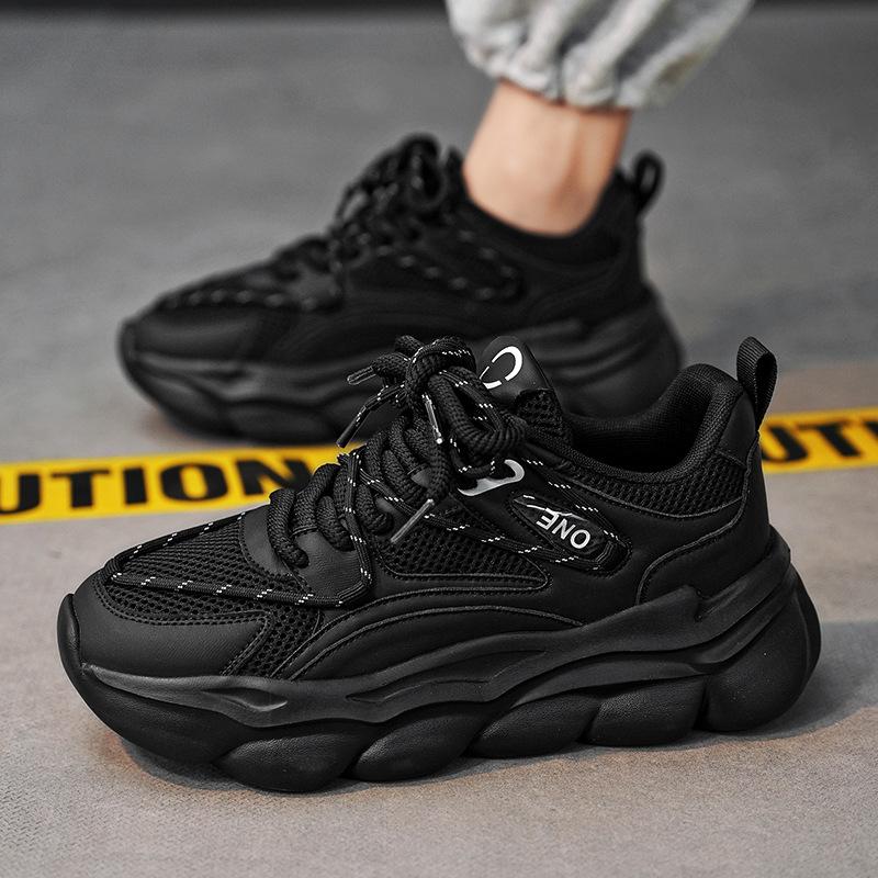 

Dad shoes men s high-end platform sneakers wear-resistant cushioning sneakers summer new mesh breathable running shoes 39 чёрный