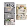Versatile Wall-Mounted Storage Organizer Multi-Compartment Fabric Bathroom Hanging Bag with Viewing Window Hooks accessories