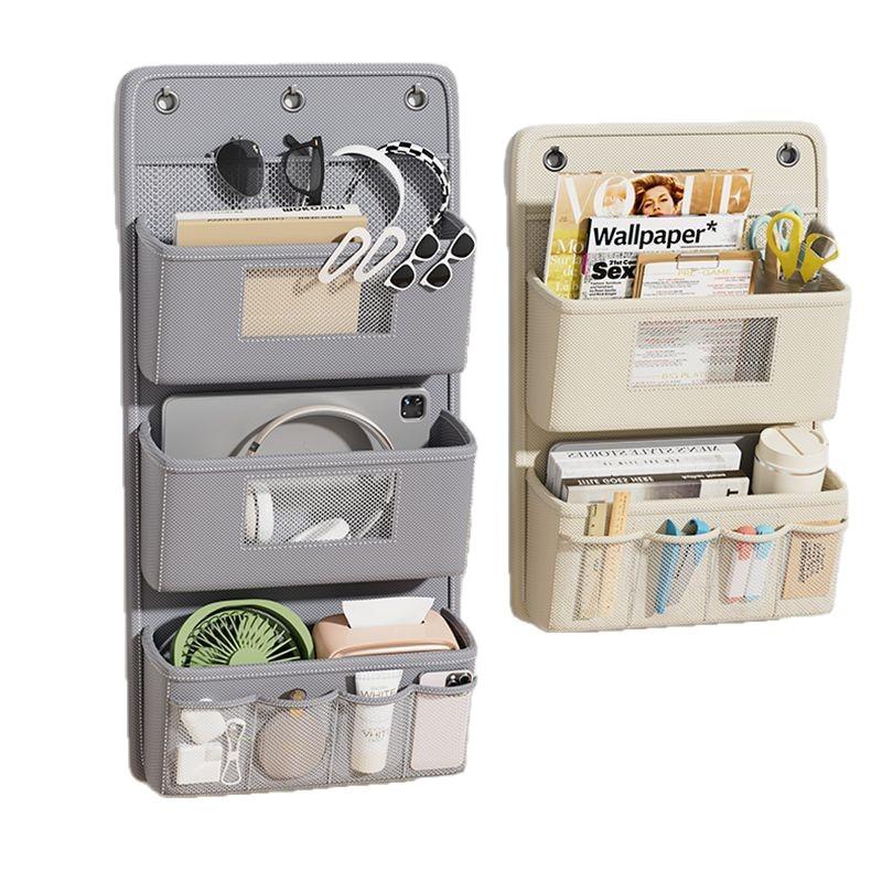 Versatile Wall-Mounted Storage Organizer Multi-Compartment Fabric Bathroom Hanging Bag with Viewing Window Hooks accessories
