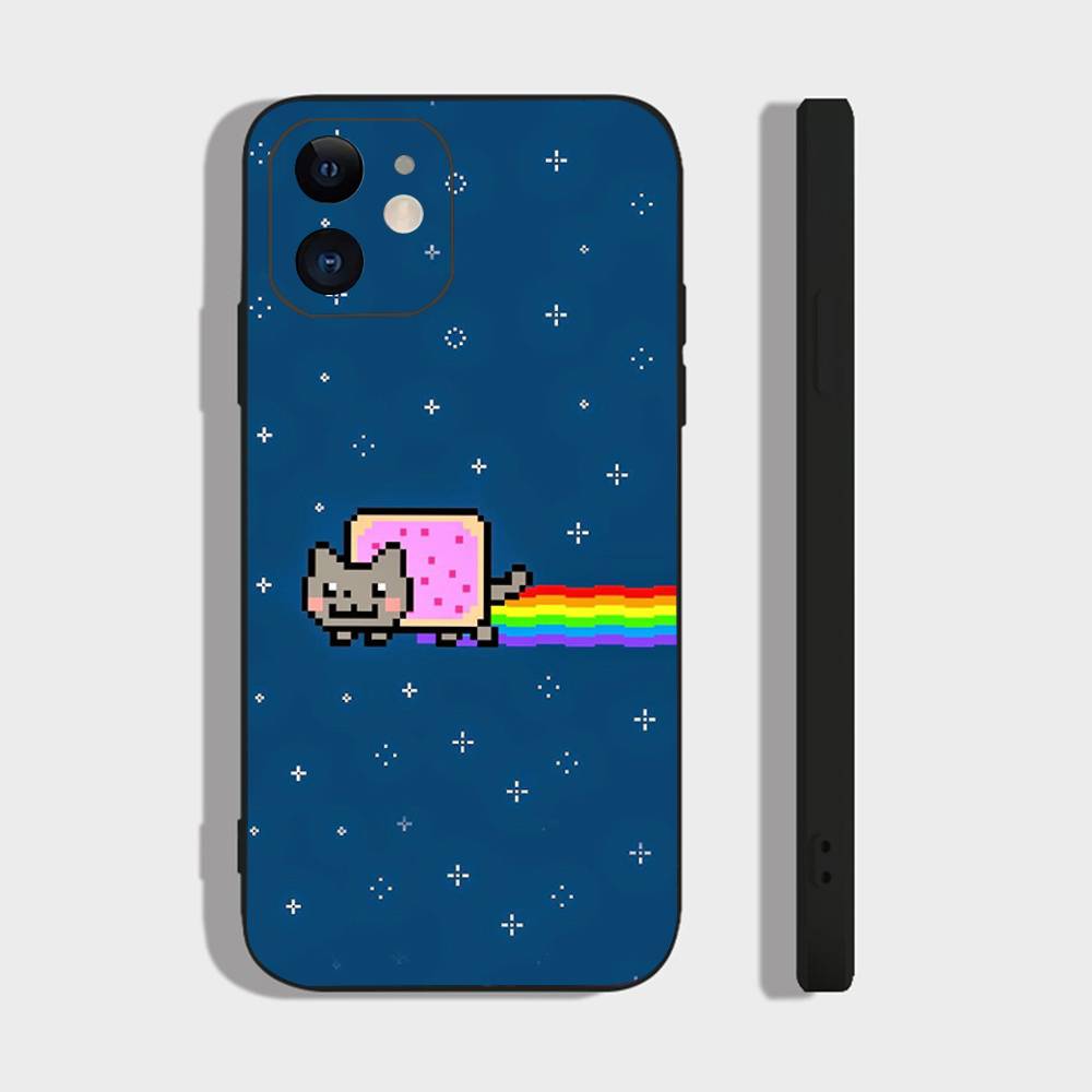 Игровой чехол для телефона N-Nyan Cat для IPhone 17 Air 16 15 14 13 Pro Max 11 12 Черный силиконовый чехол IPHONE 17Pro