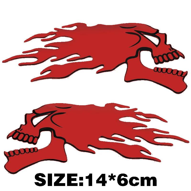 2 Stück 3D Flammen Geist Totenkopf Kopf Aufkleber Auto Motorrad Styling Dekoration Aufkleber Emblem Abziehbilder Auto Außen Dekor Zubehör