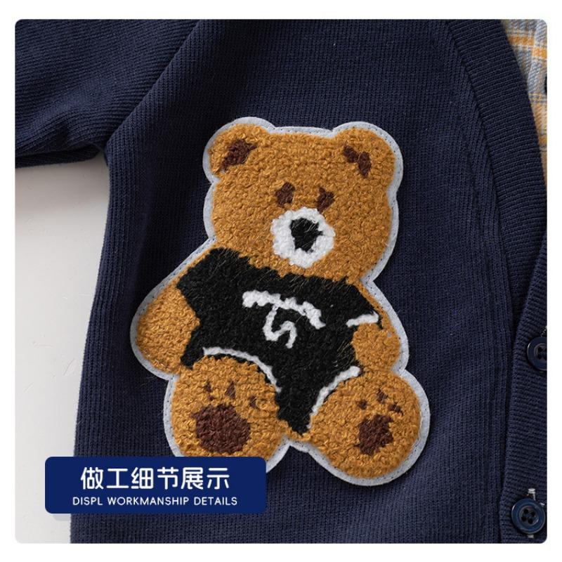 Korean Style Fake Two Piece Boys Kids Long Sleeve Cartoon Casual Sweatshirt Top