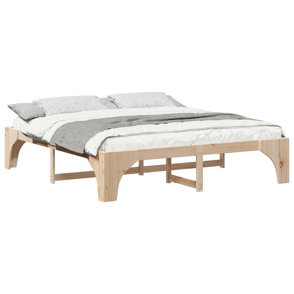 Brown Bed Frame 180 x 200 cm Solid Pine Wood