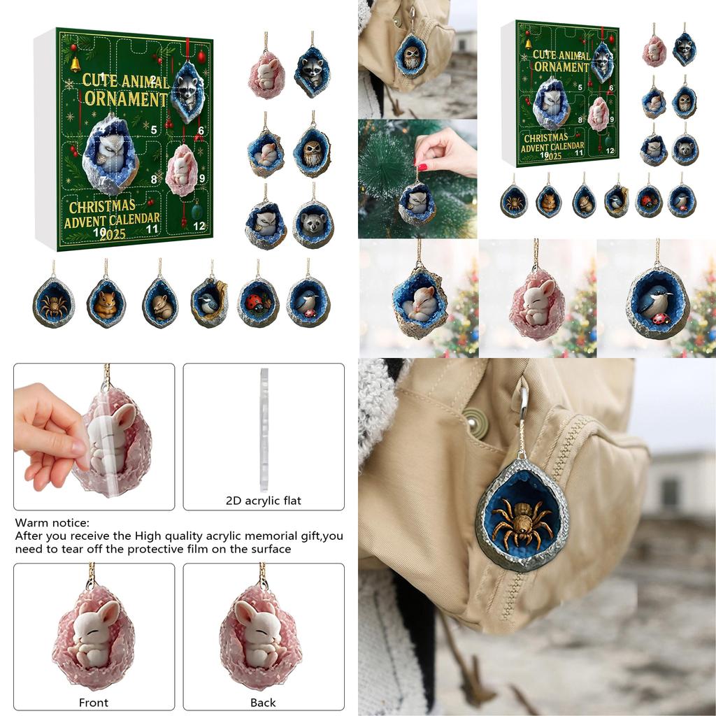 Animal Christmas Blind Box Decorations With Acrylic Style For Holiday Parties And Gifting