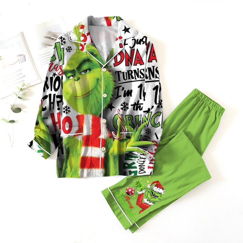 Women's 2 Piece Printed Suit Long Sleeve Button Up Top Wide Leg Pants Suit Set Pajamas Home Casual Suit