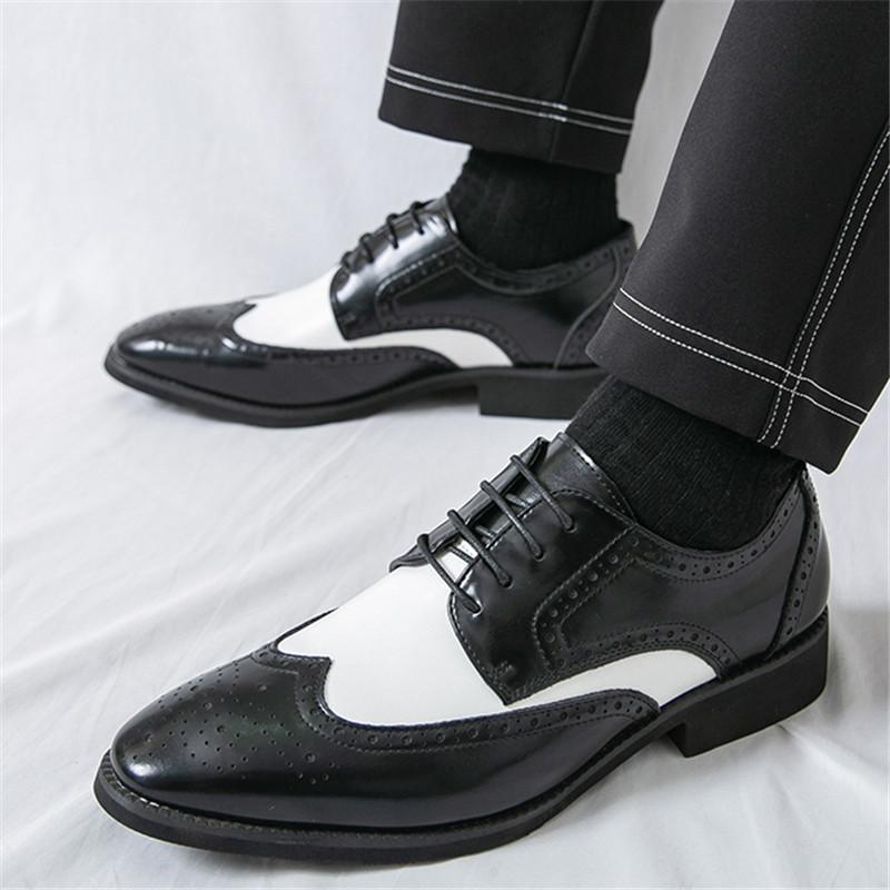 Luxury Designer New Men's Pointed Mixed Color Lace Up Casual Shoes Male Formal Wedding Dress Homecoming Footwear Zapatos Hombre