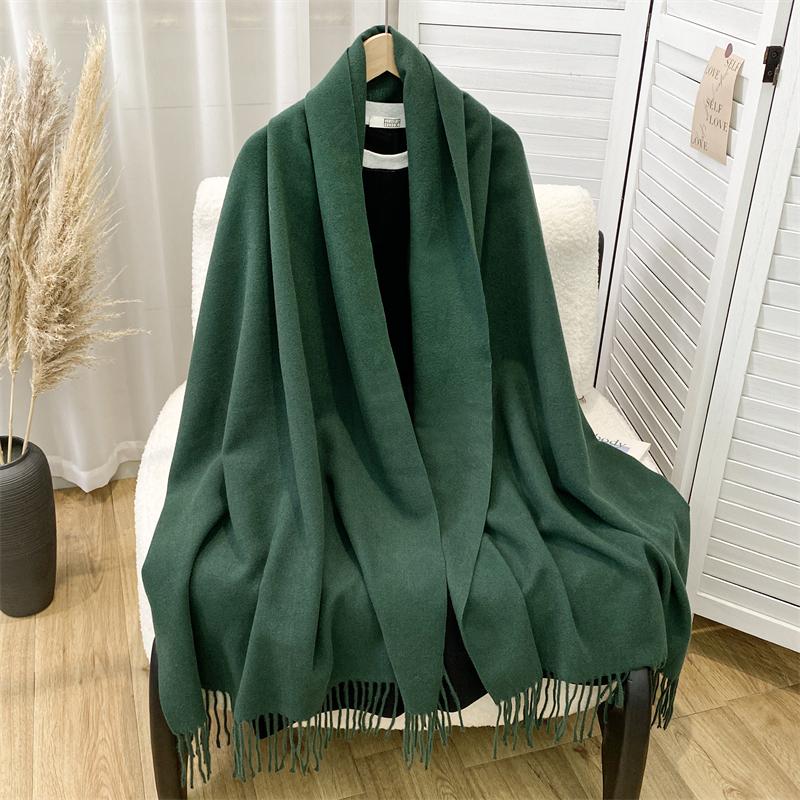 New Fashion Luxury Solid Color Thick Cashmere Winter Warm Scarf Women Pashmina Shawl Wraps Bufanda Female Tassel Scarves