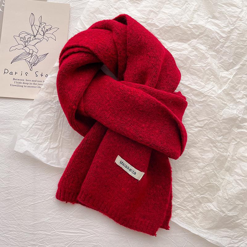 New letter knitted scarf women's winter with wool versatile students warm thickened high-end scarf tide