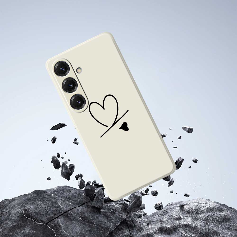 For Samsung Galaxy S25 Case Black Love Pattern Printing Straight Edge TPU Phone Back Cover