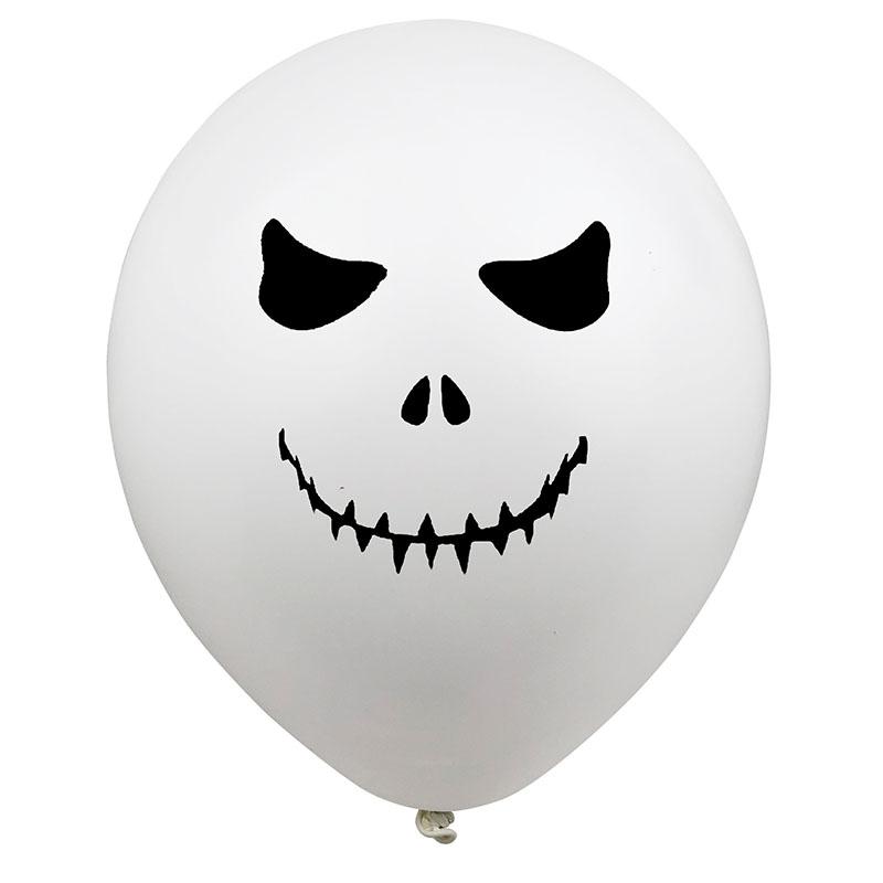White Halloween Ghost Face Spider Witch Bat Latex Balloons 12Inch 2.8g Print Balloons Scene Layout Decorative Terror Balloons